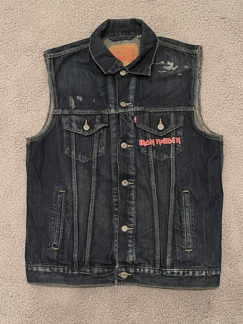 Vintage Levi’s Denim Vest Iron maiden Killers 80s 90s Y2k Heavy metal Rocker Roc